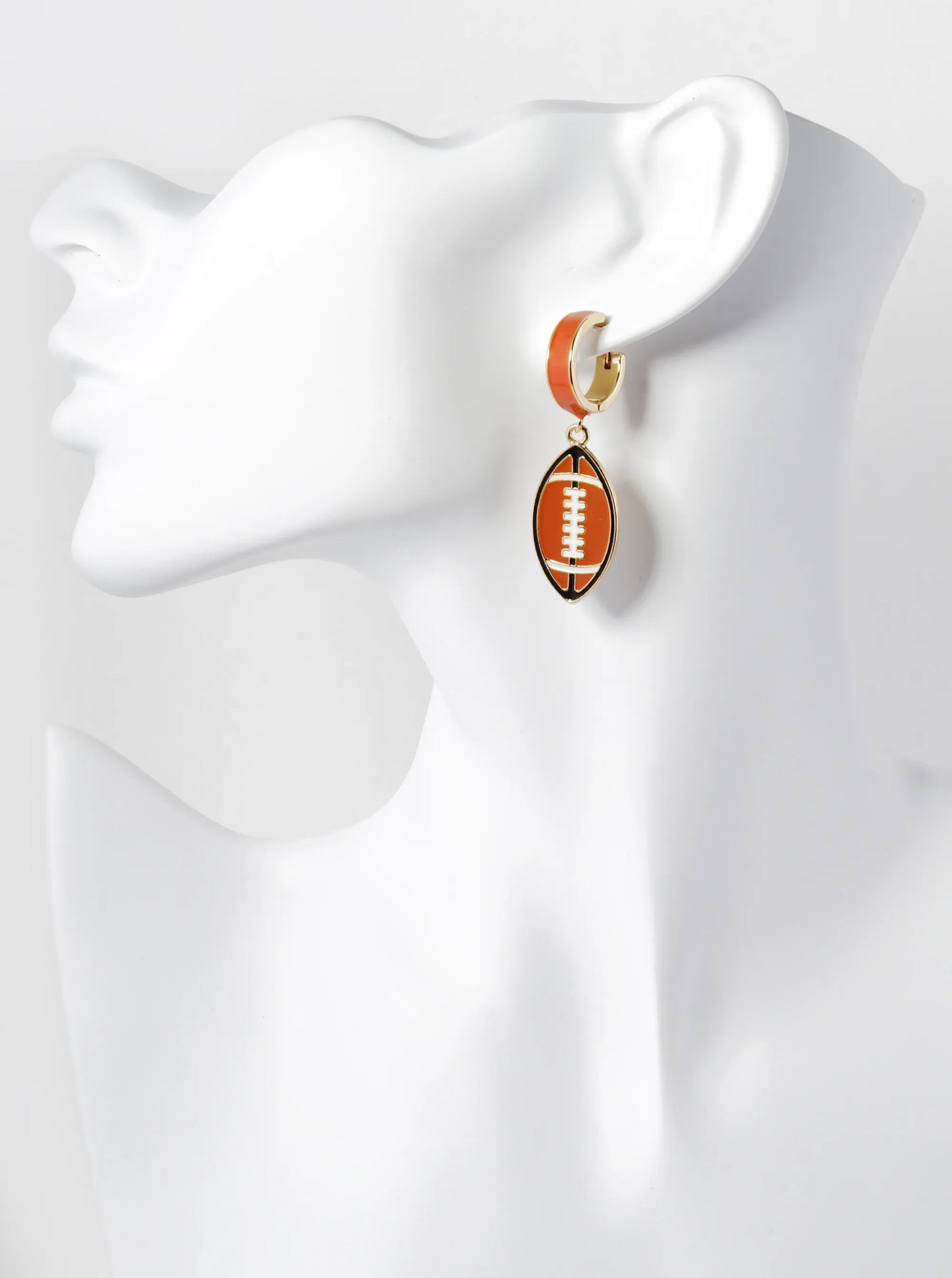 Enamel Filled Sports Ball Drop 16mm Huggie Hoop Earrings