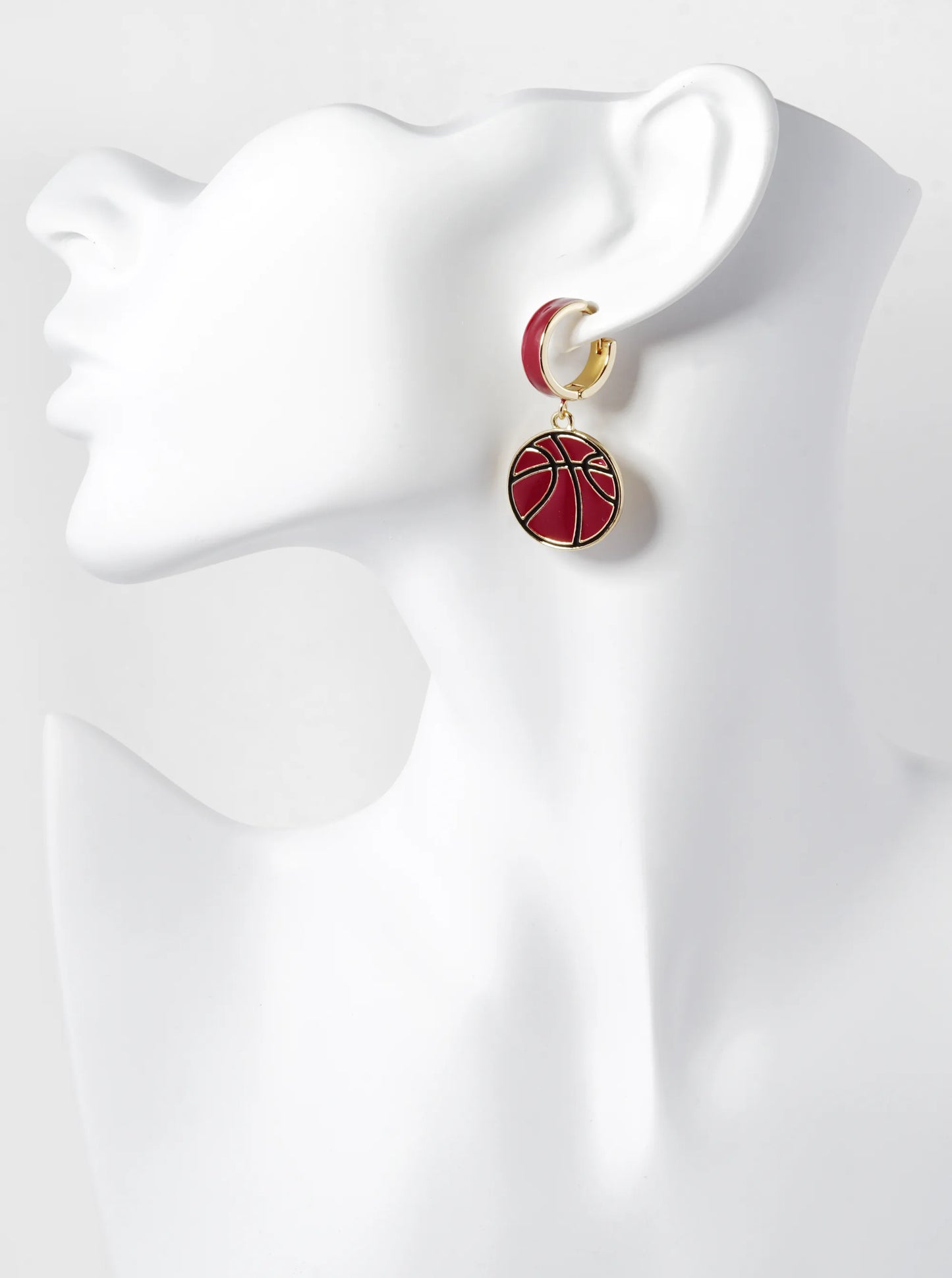 Enamel Filled Sports Ball Drop 16mm Huggie Hoop Earrings