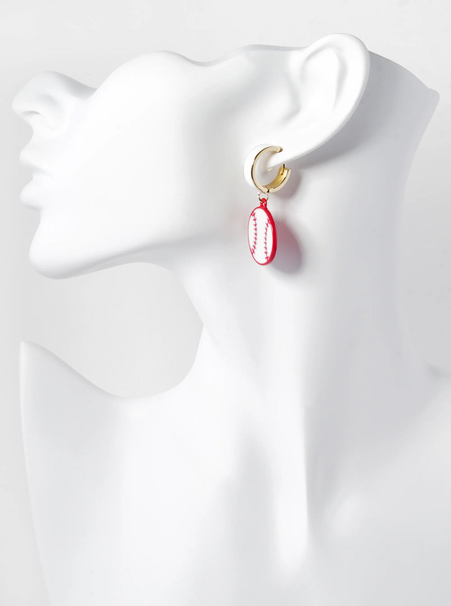 Enamel Filled Sports Ball Drop 16mm Huggie Hoop Earrings