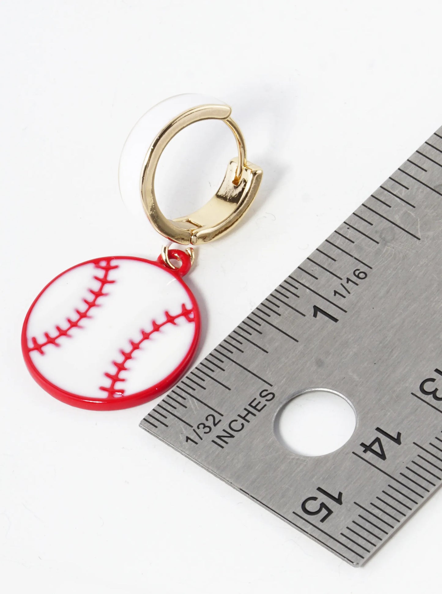 Enamel Filled Sports Ball Drop 16mm Huggie Hoop Earrings
