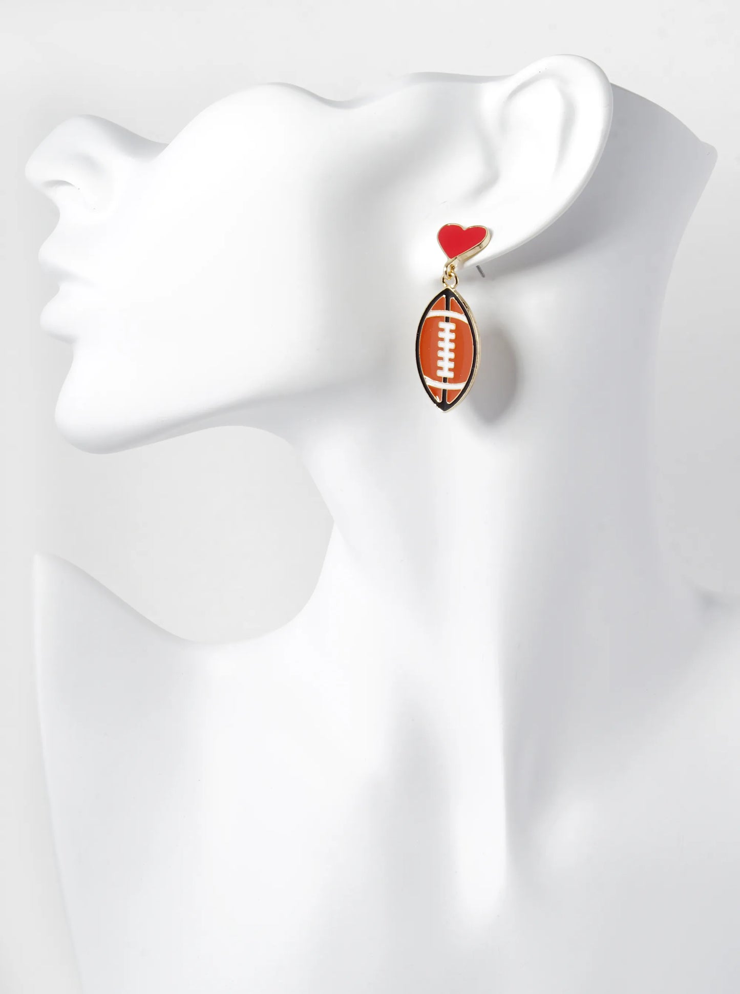 Enamel Filled Sports Ball Drop Heart Post Earrings