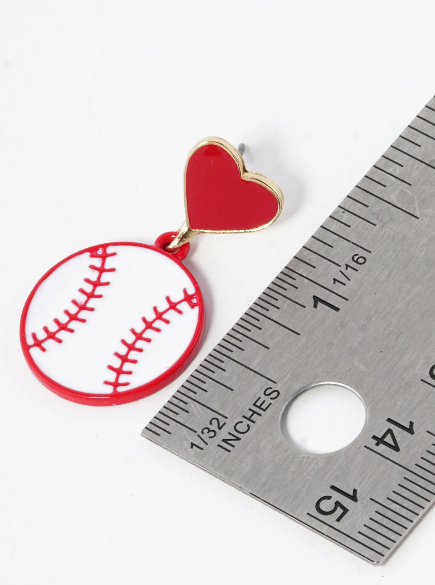 Enamel Filled Sports Ball Drop Heart Post Earrings