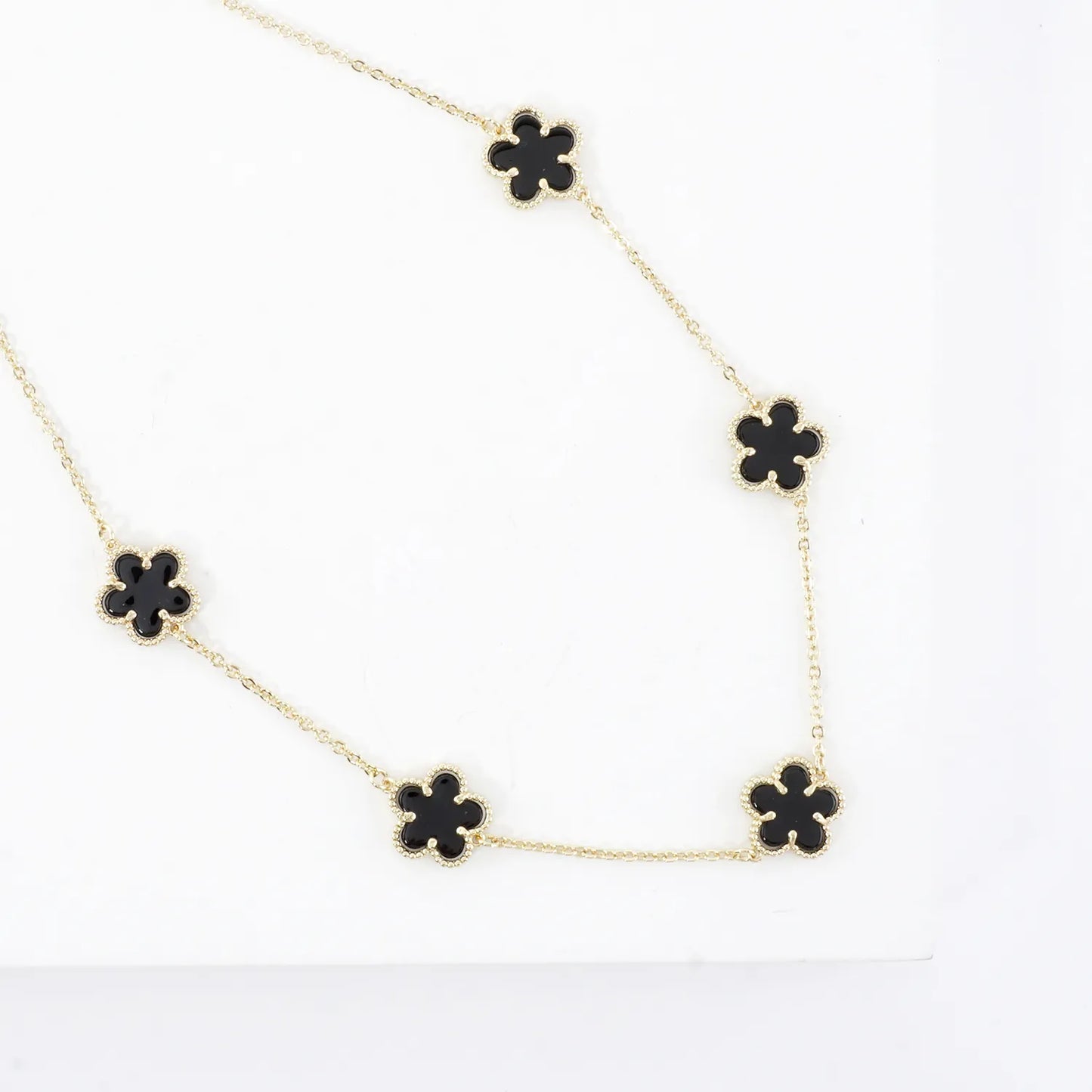 Enamel MOP Flower Station Stainless Steel Necklace