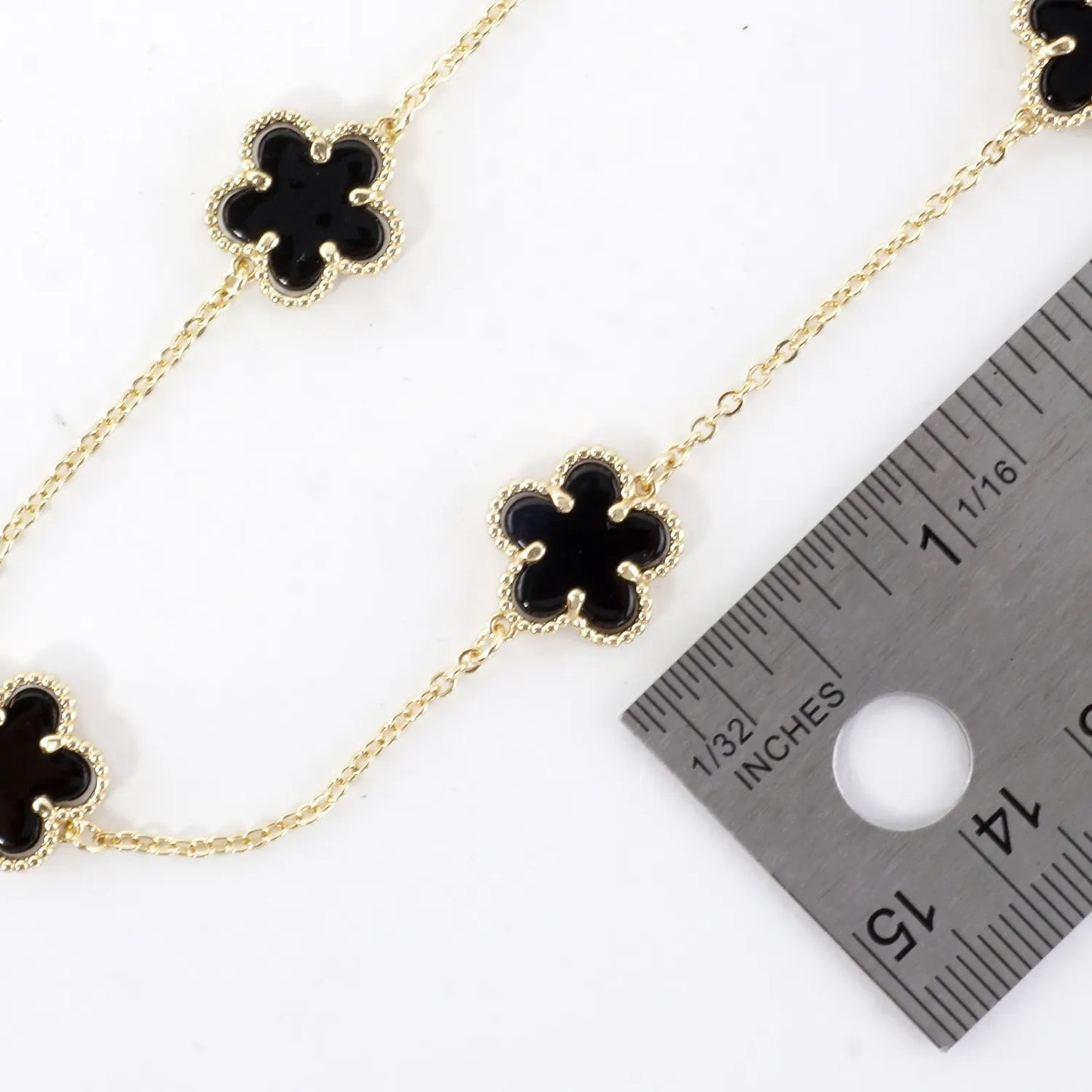 Enamel MOP Flower Station Stainless Steel Necklace