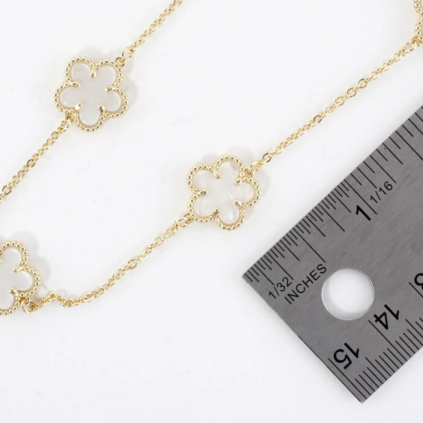 Enamel MOP Flower Station Stainless Steel Necklace
