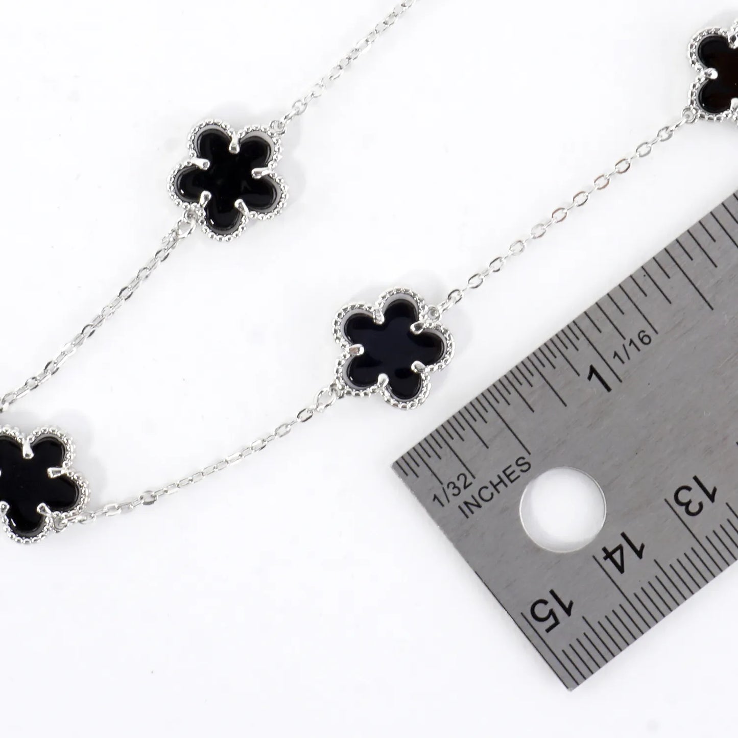 Enamel MOP Flower Station Stainless Steel Necklace