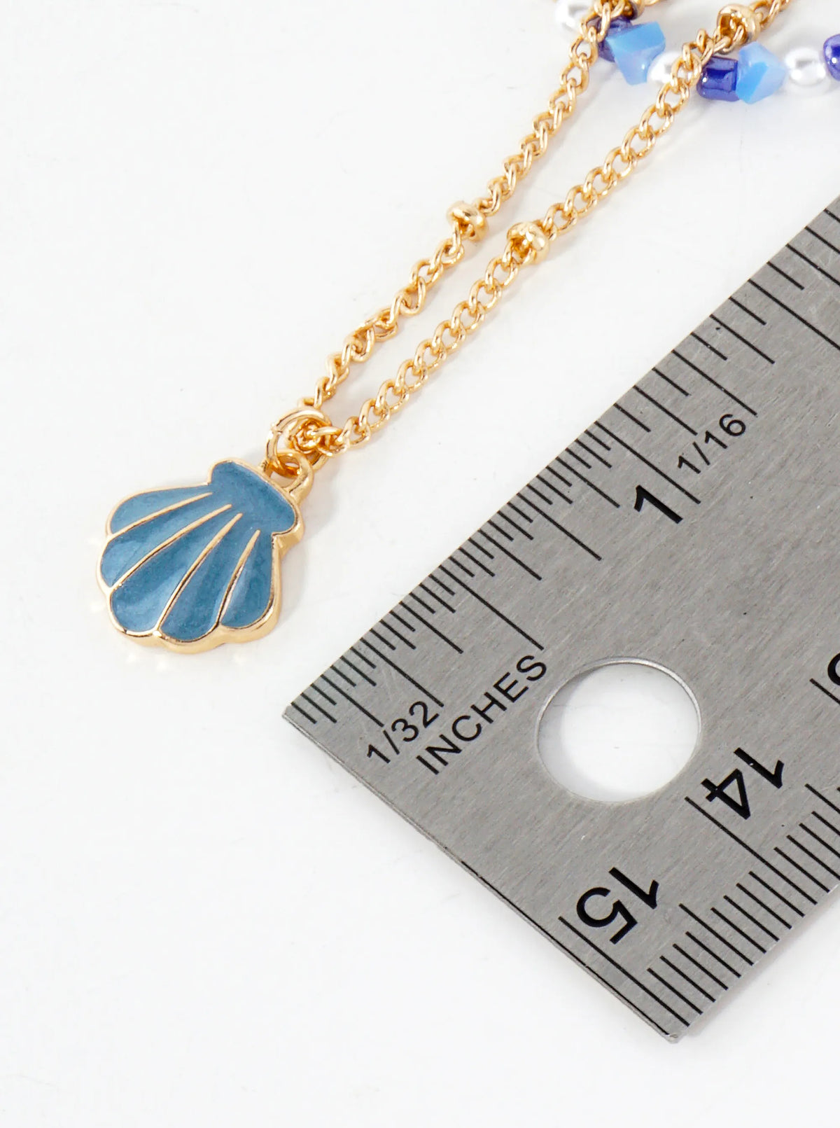 Enamel Seashell Pendant Glass-Beaded Sea-Life Layered Necklace