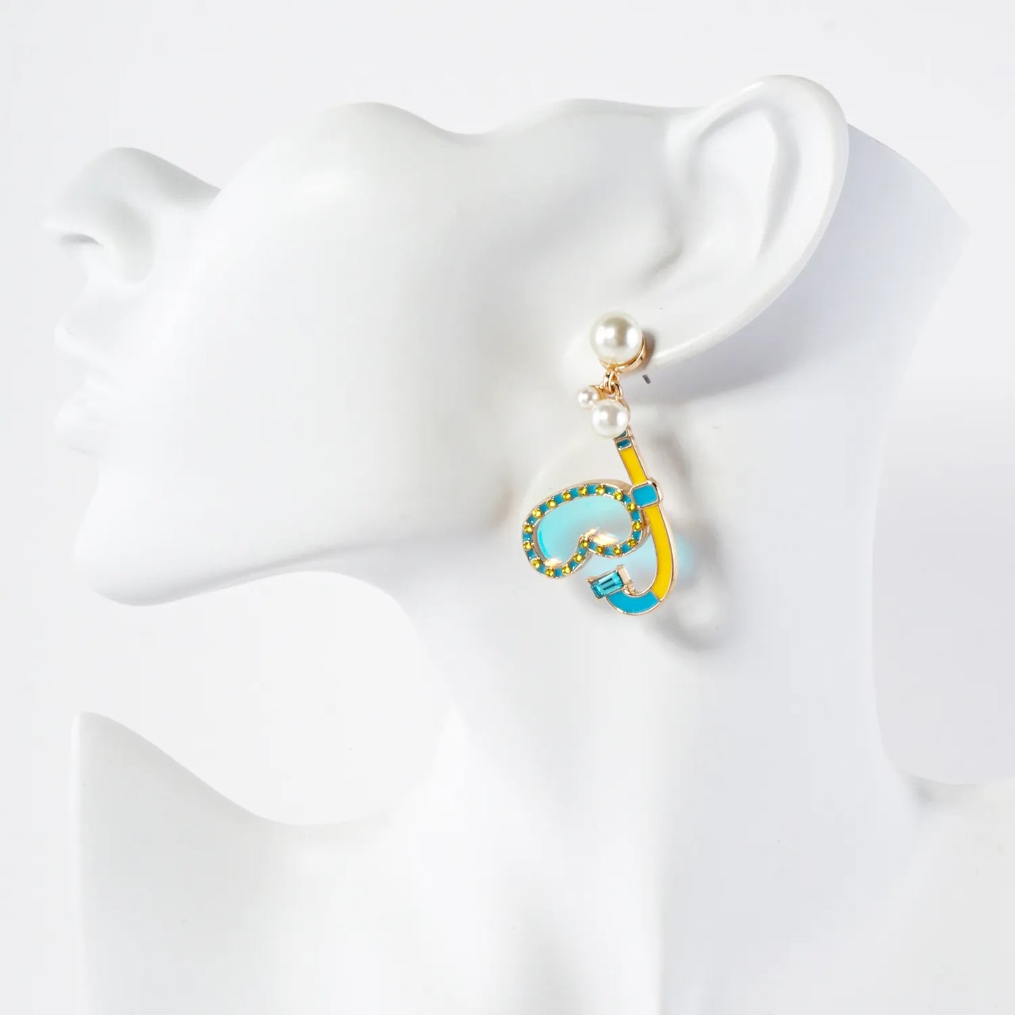 Enamel Snorkeling Gear Drop Dangle Earrings