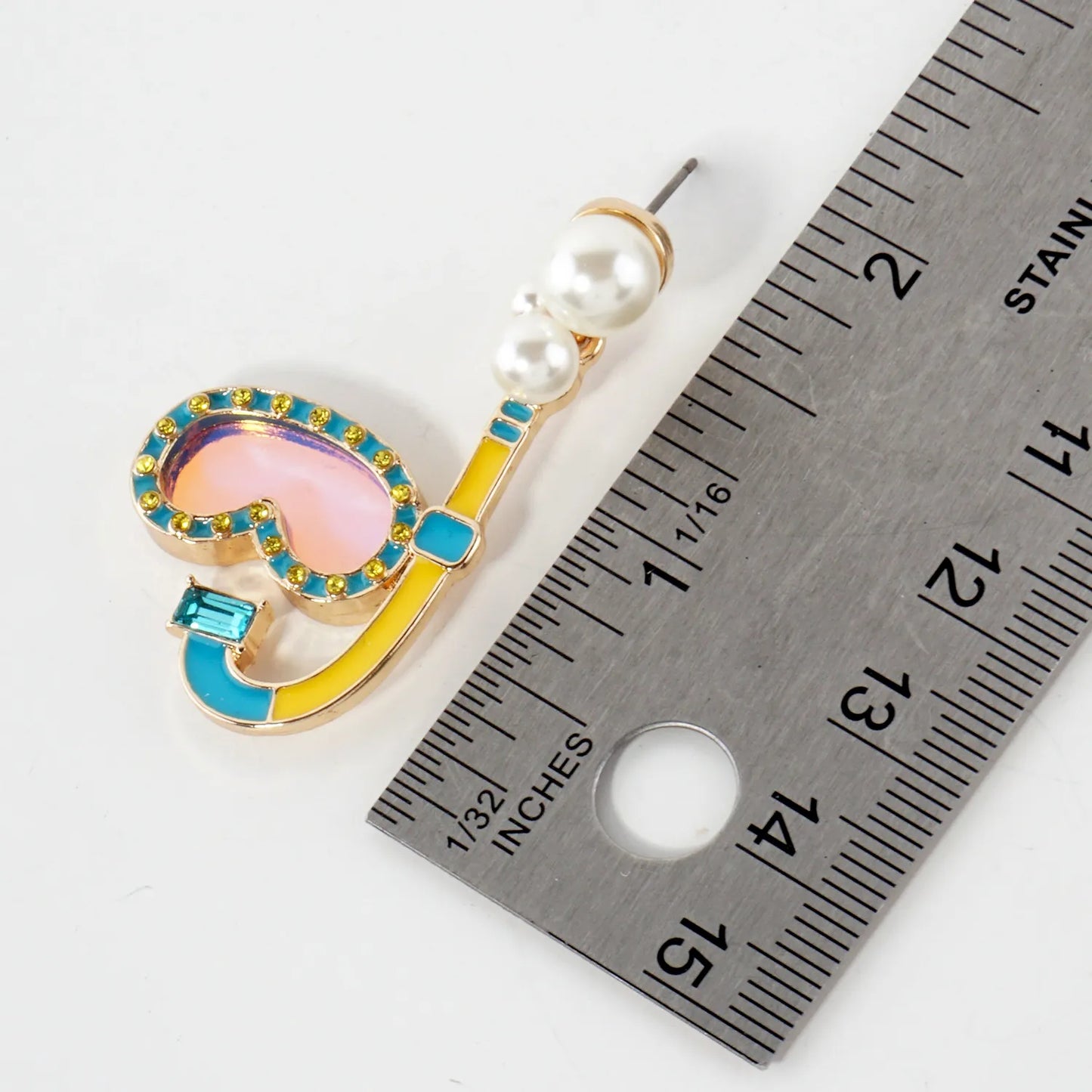 Enamel Snorkeling Gear Drop Dangle Earrings