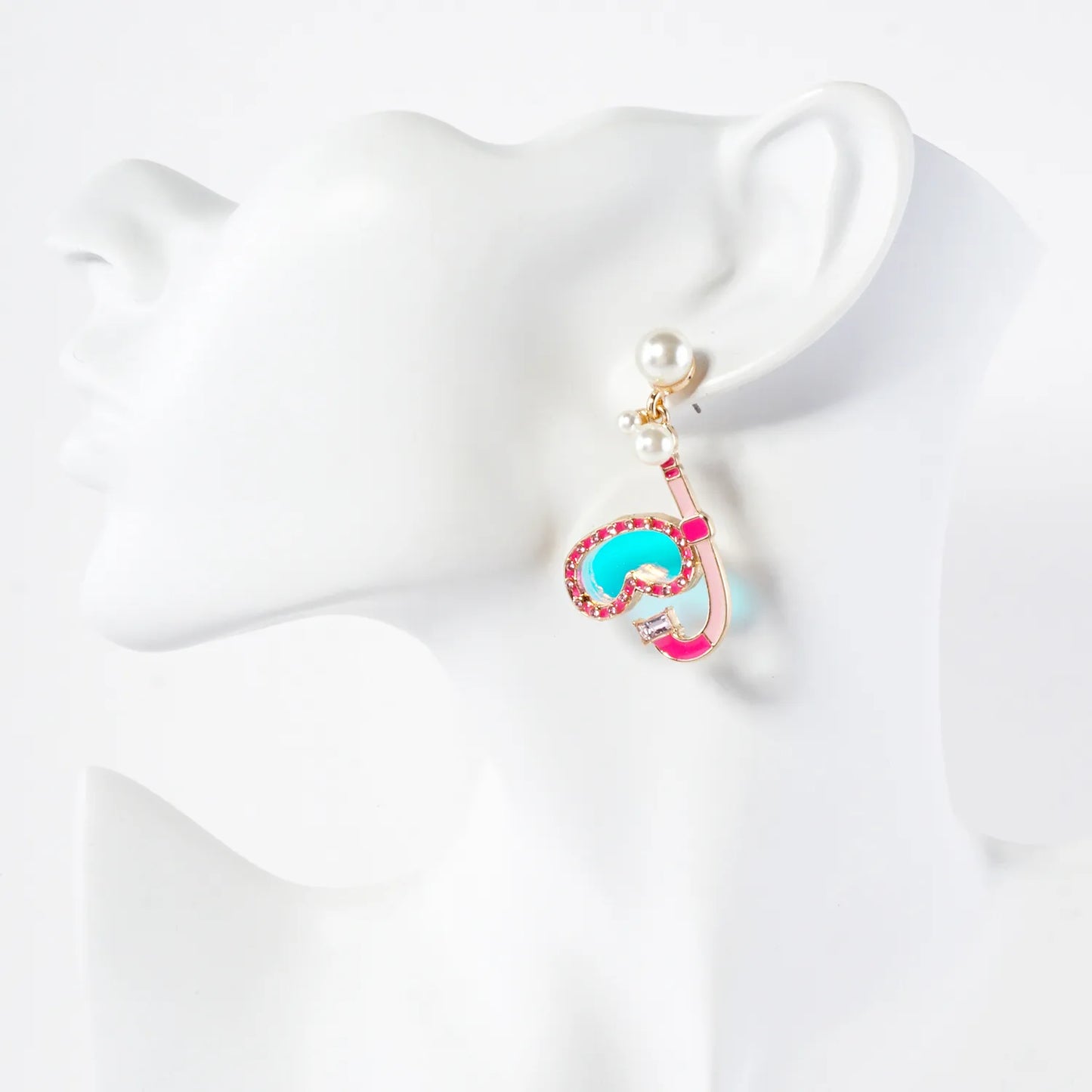 Enamel Snorkeling Gear Drop Dangle Earrings