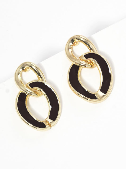 Enamel Filled Chunky Chain Post Drop Earrings