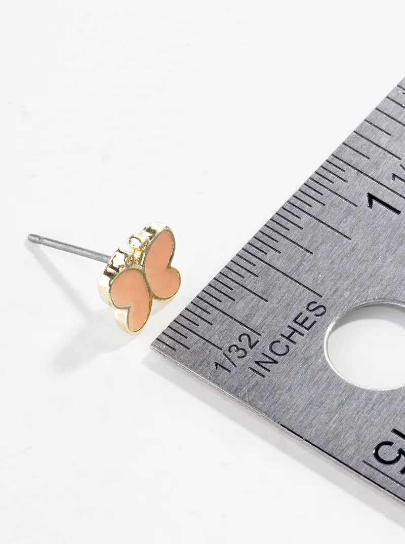 Enamel Filled Dainty Butterfly Post Stud Earrings