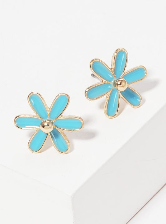 Enamel Filled Floral Flower Dainty Post Stud Earrings