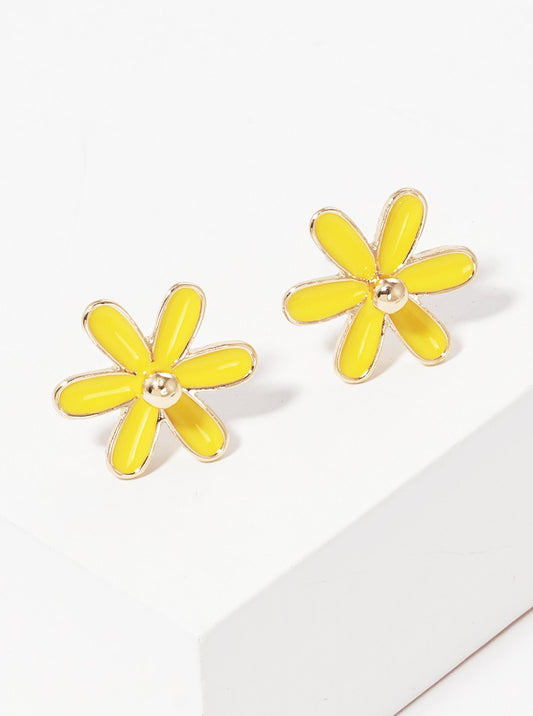 Enamel Filled Floral Flower Dainty Post Stud Earrings