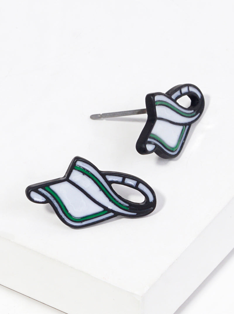 Enamel Filled Golf Sun Visor Hat Post Stud Earrings