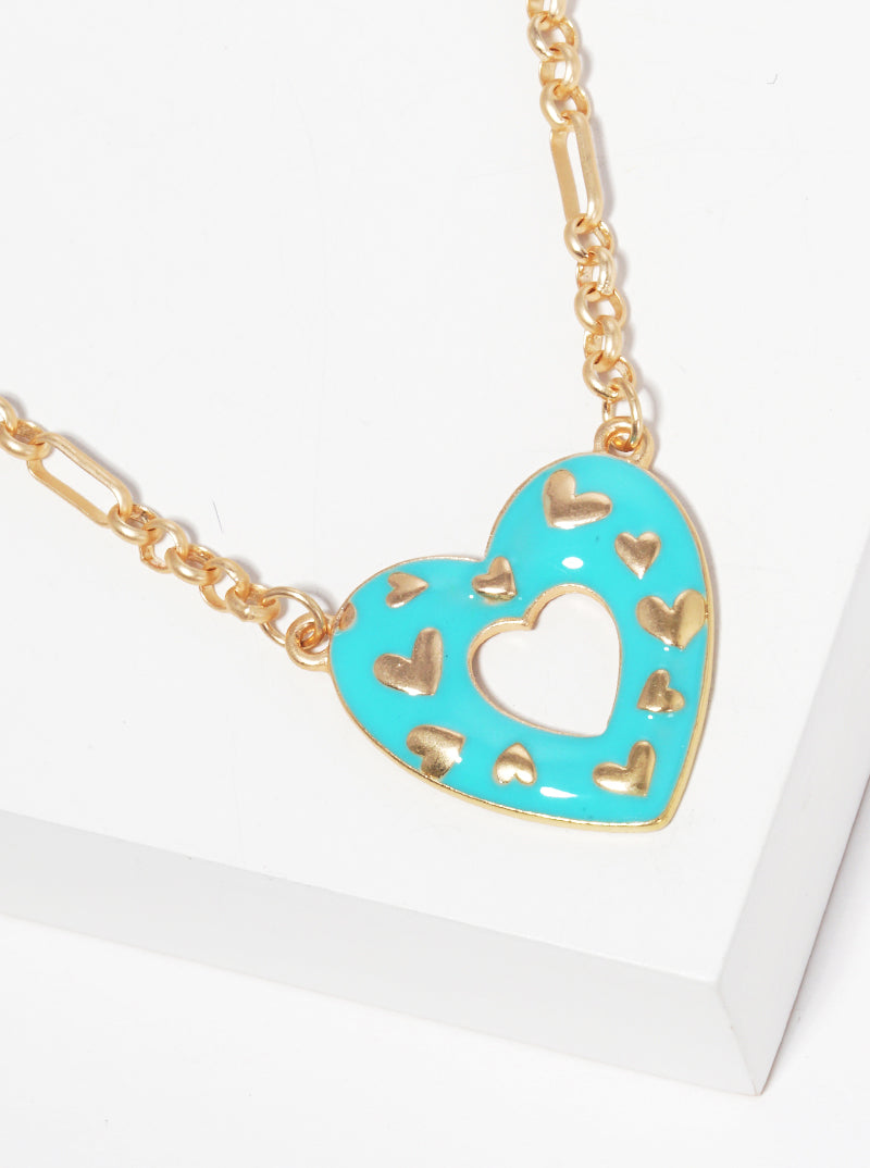 Enamel Filled Heart Pendant Necklace