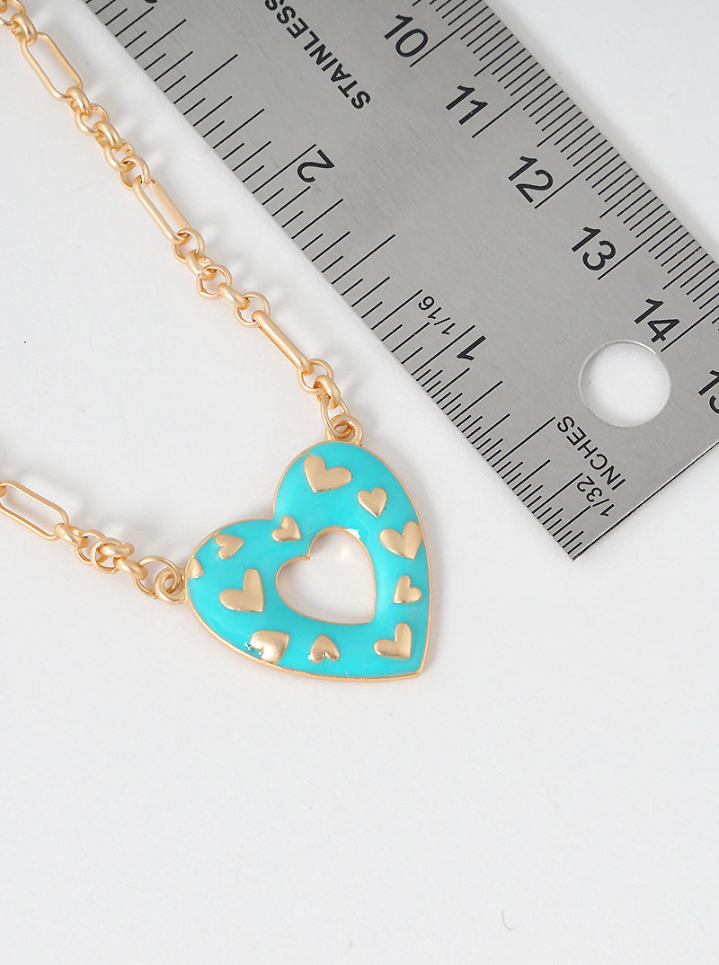 Enamel Filled Heart Pendant Necklace