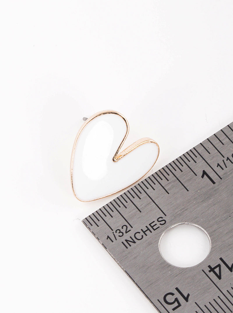 Enamel Filled Organic Heart Shaped Post Stud Earrings