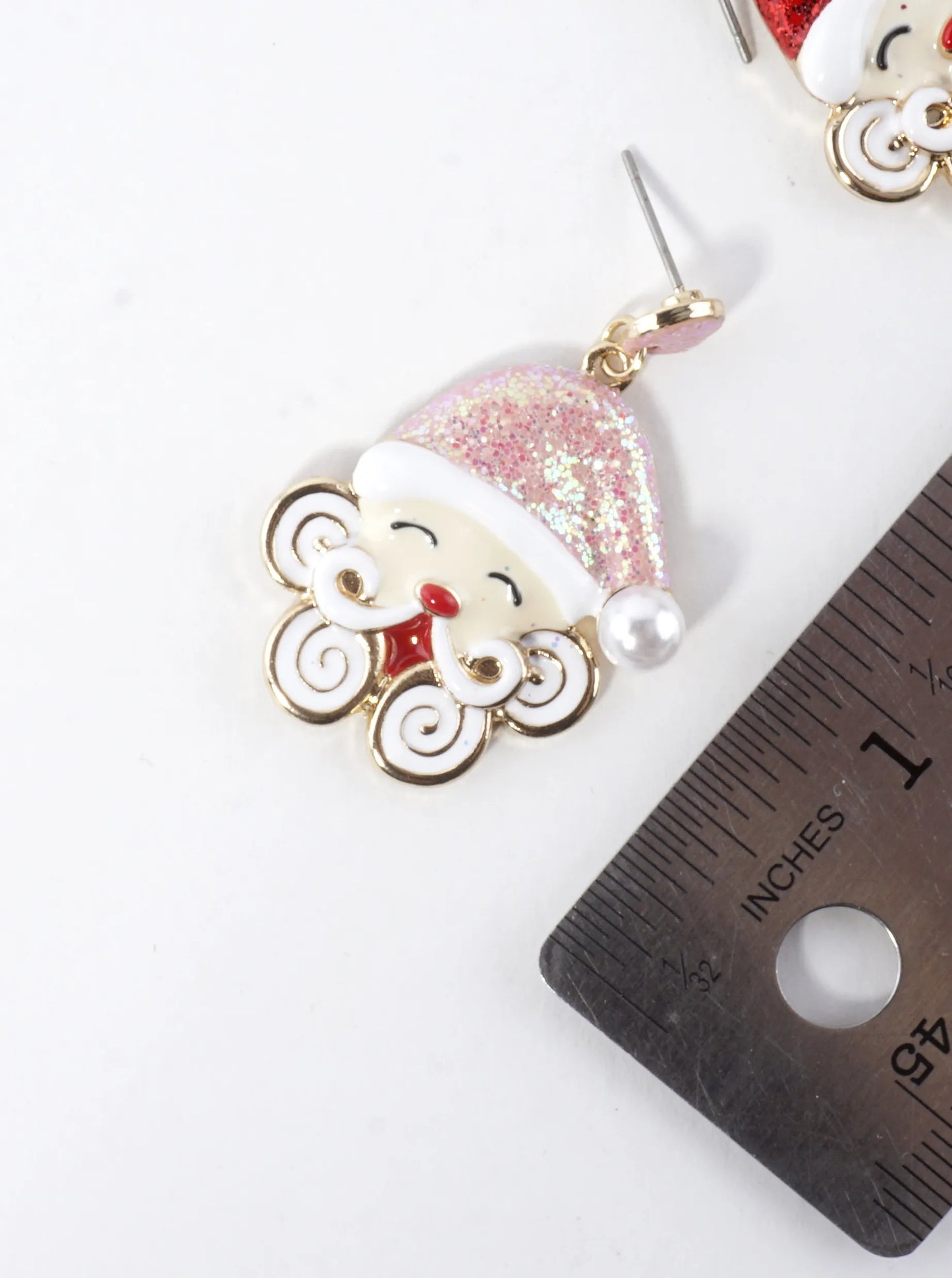 Enameled Happy Smiling Santa Face Earrings