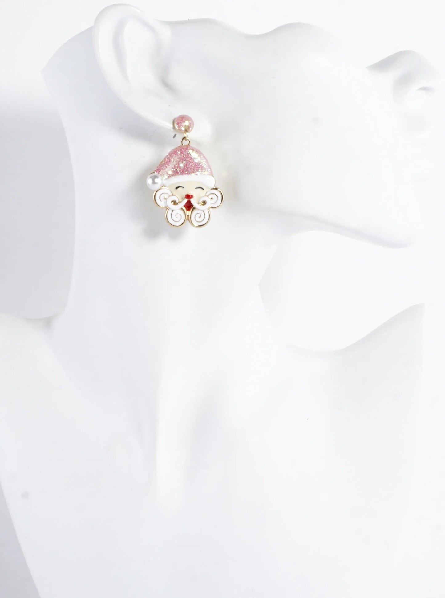 Enameled Happy Smiling Santa Face Earrings