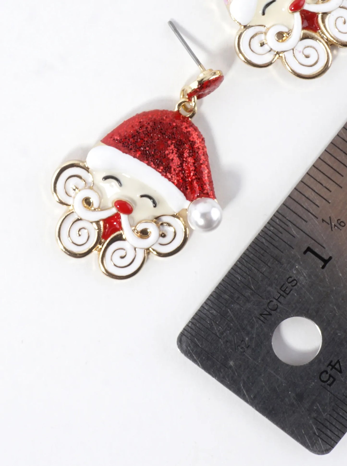 Enameled Happy Smiling Santa Face Earrings