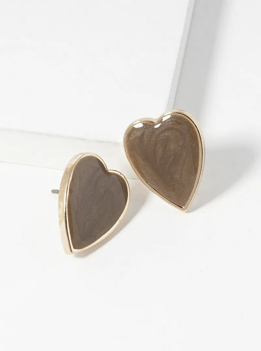 Enameled Heart Stud Earrings