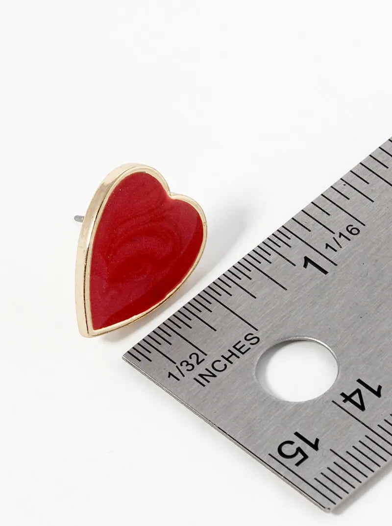 Enameled Heart Stud Earrings