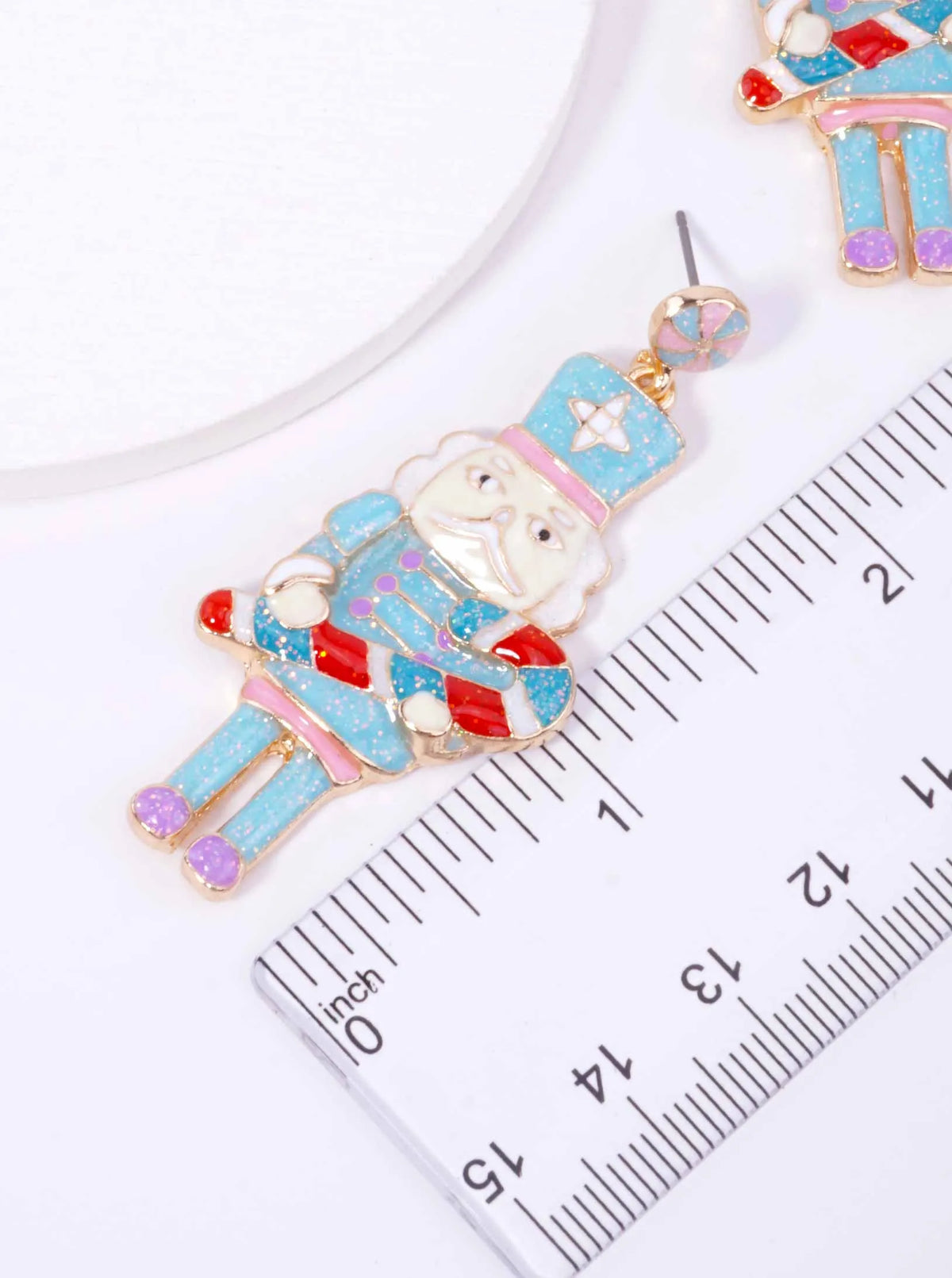 Enameled Nutcracker Post Back Drop Earrings