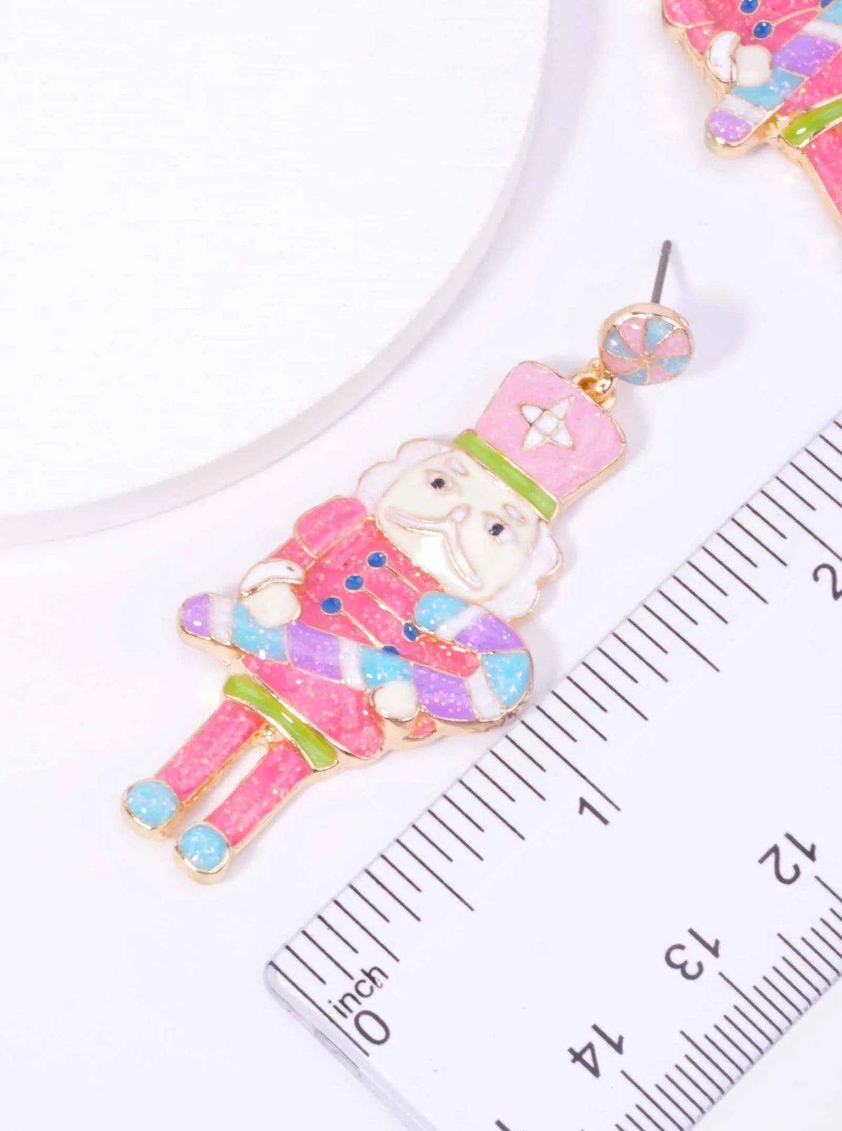 Enameled Nutcracker Post Back Drop Earrings