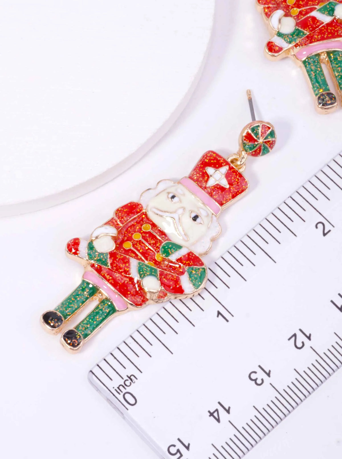 Enameled Nutcracker Post Back Drop Earrings