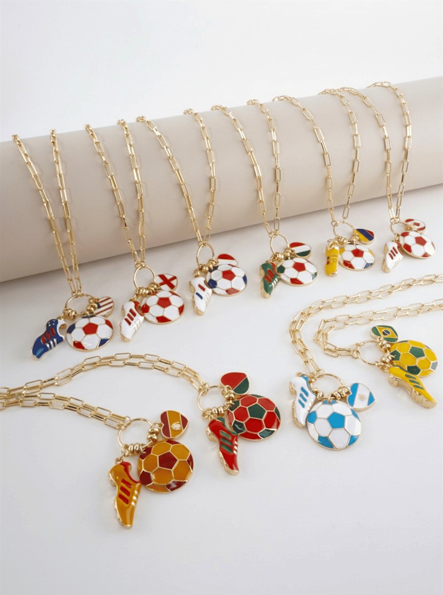 Enameled Soccer Charm Necklace