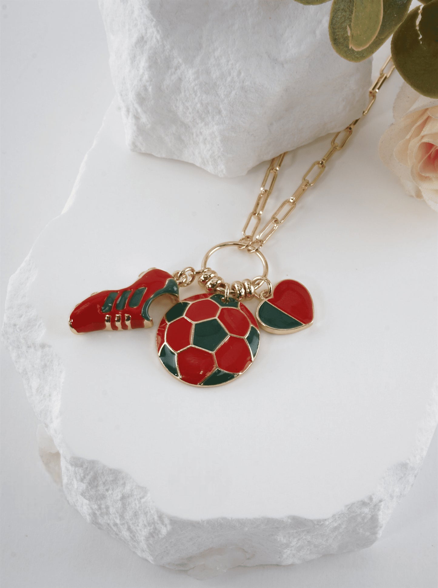 Enameled Soccer Charm Necklace