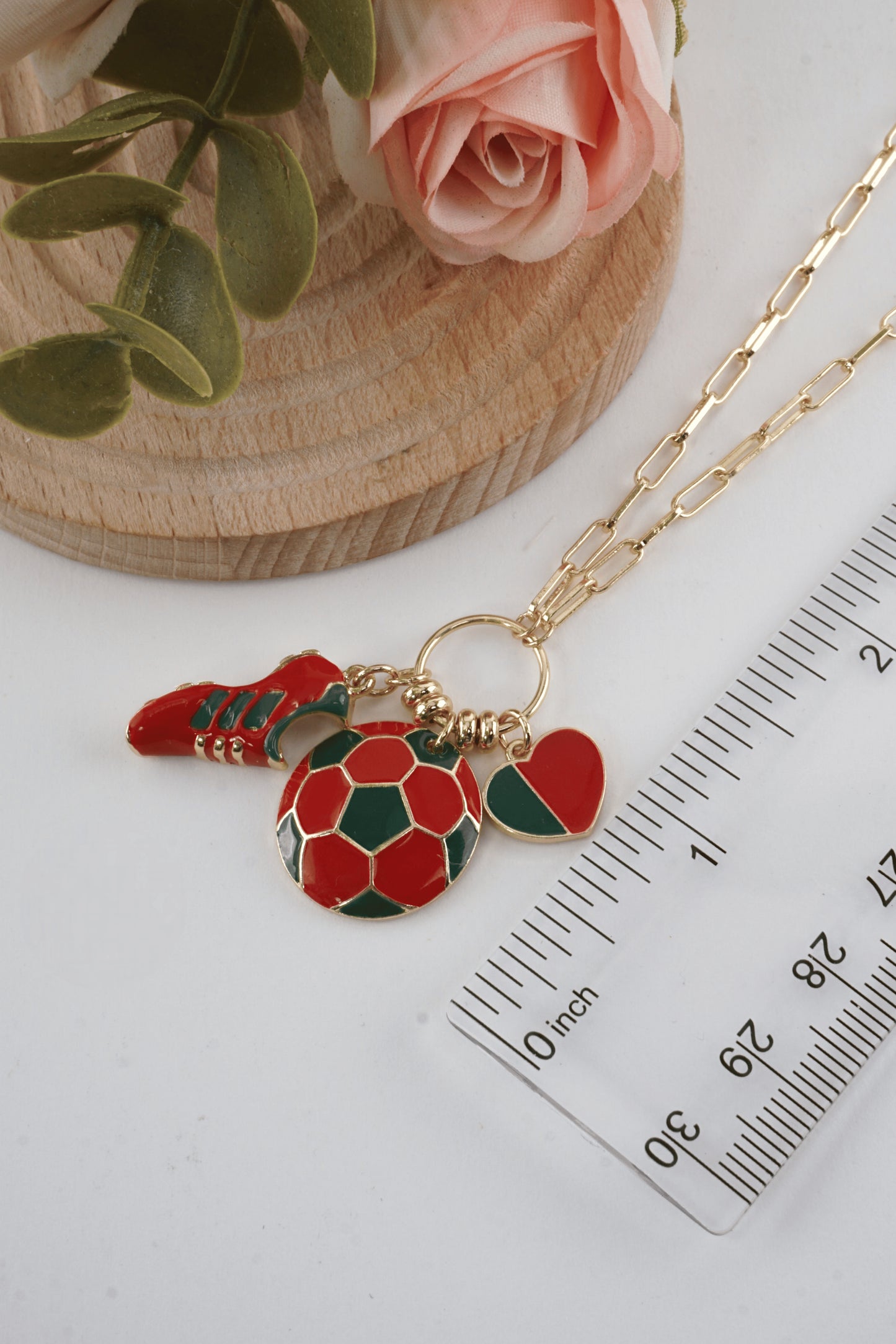 Enameled Soccer Charm Necklace
