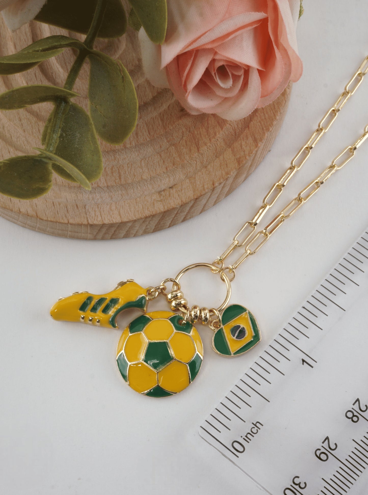 Enameled Soccer Charm Necklace