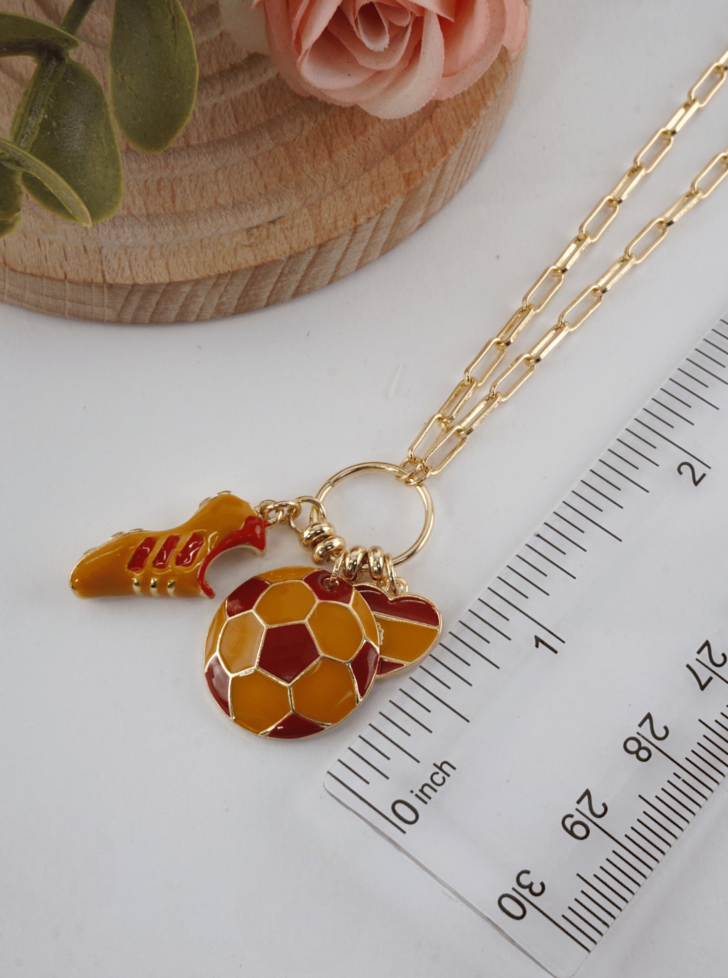 Enameled Soccer Charm Necklace
