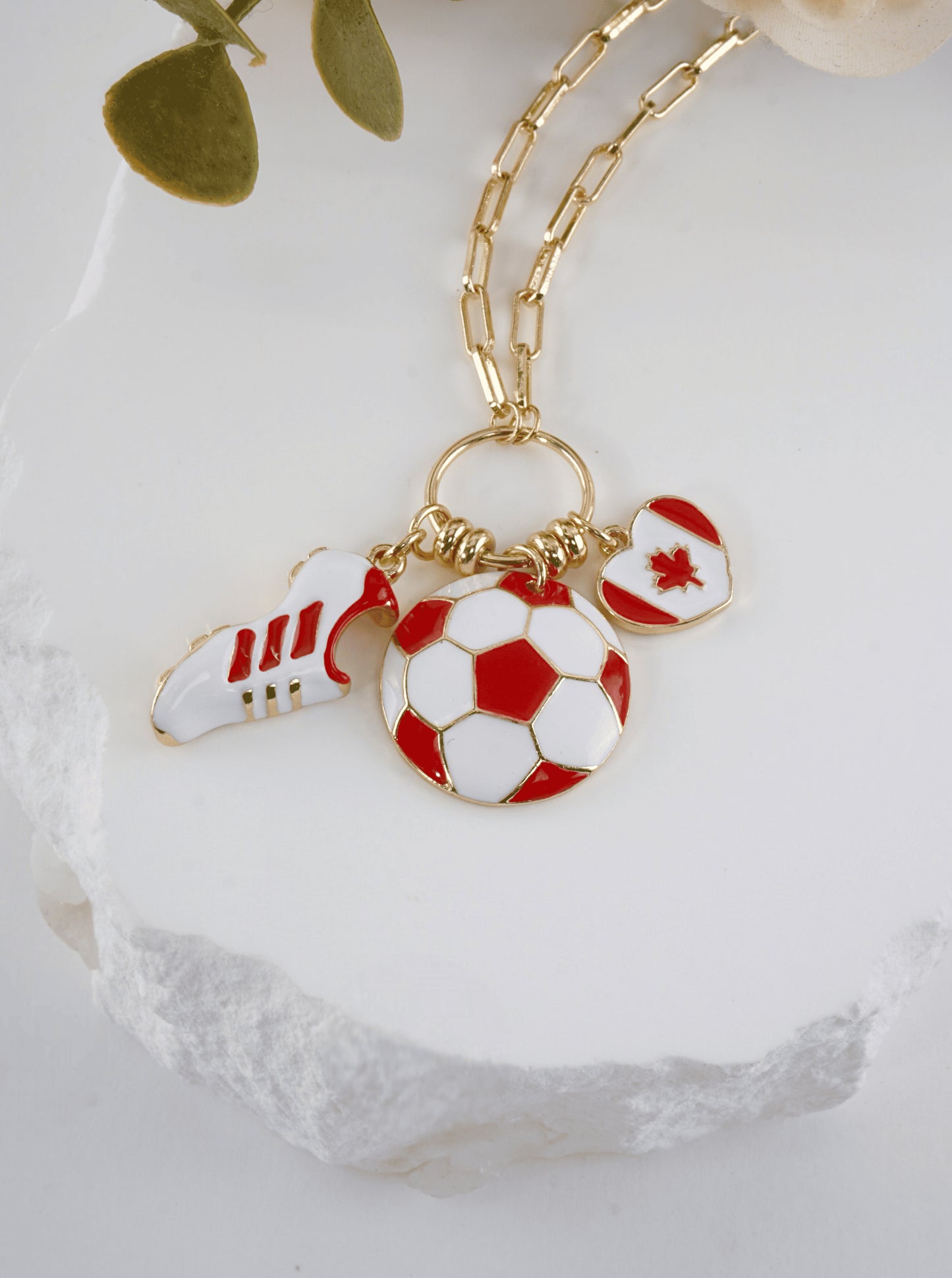 Enameled Soccer Charm Necklace