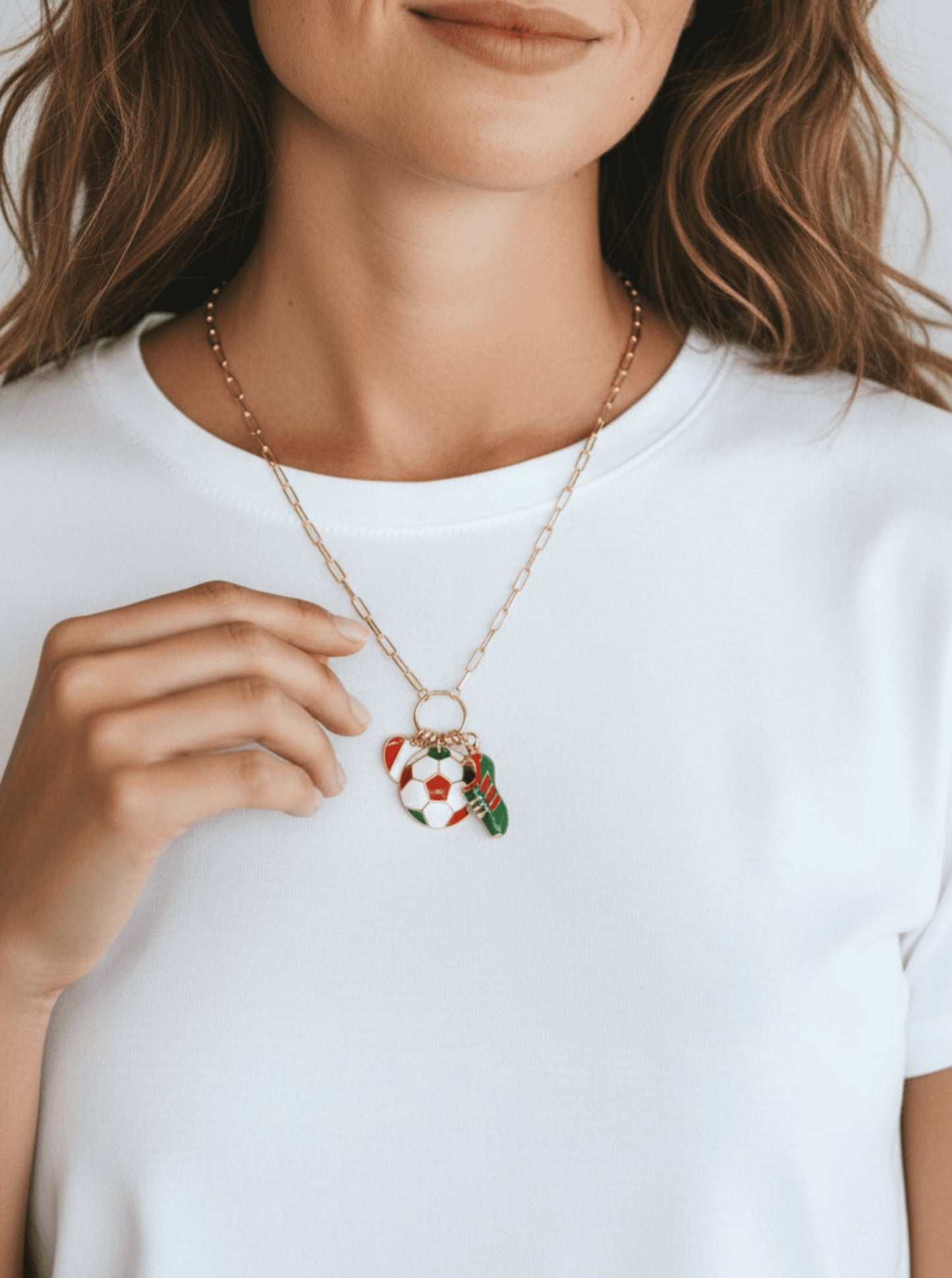 Enameled Soccer Charm Necklace