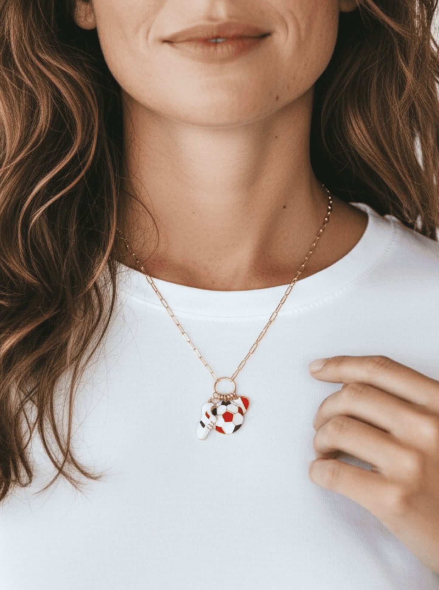 Enameled Soccer Charm Necklace