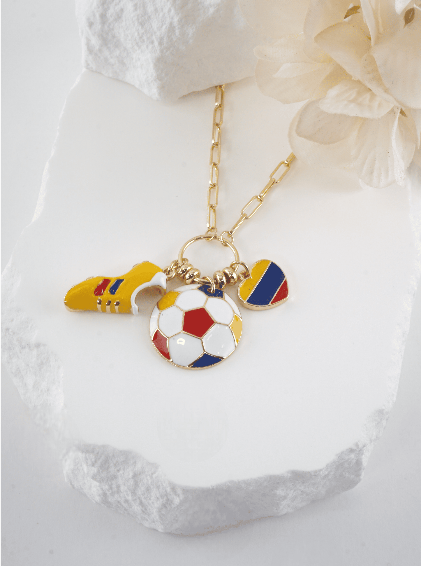 Enameled Soccer Charm Necklace