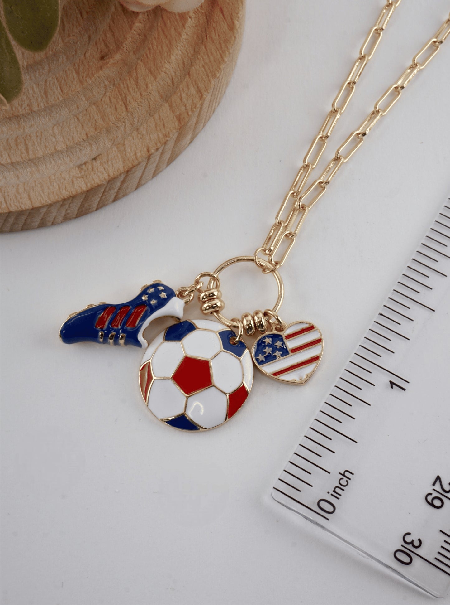 Enameled Soccer Charm Necklace