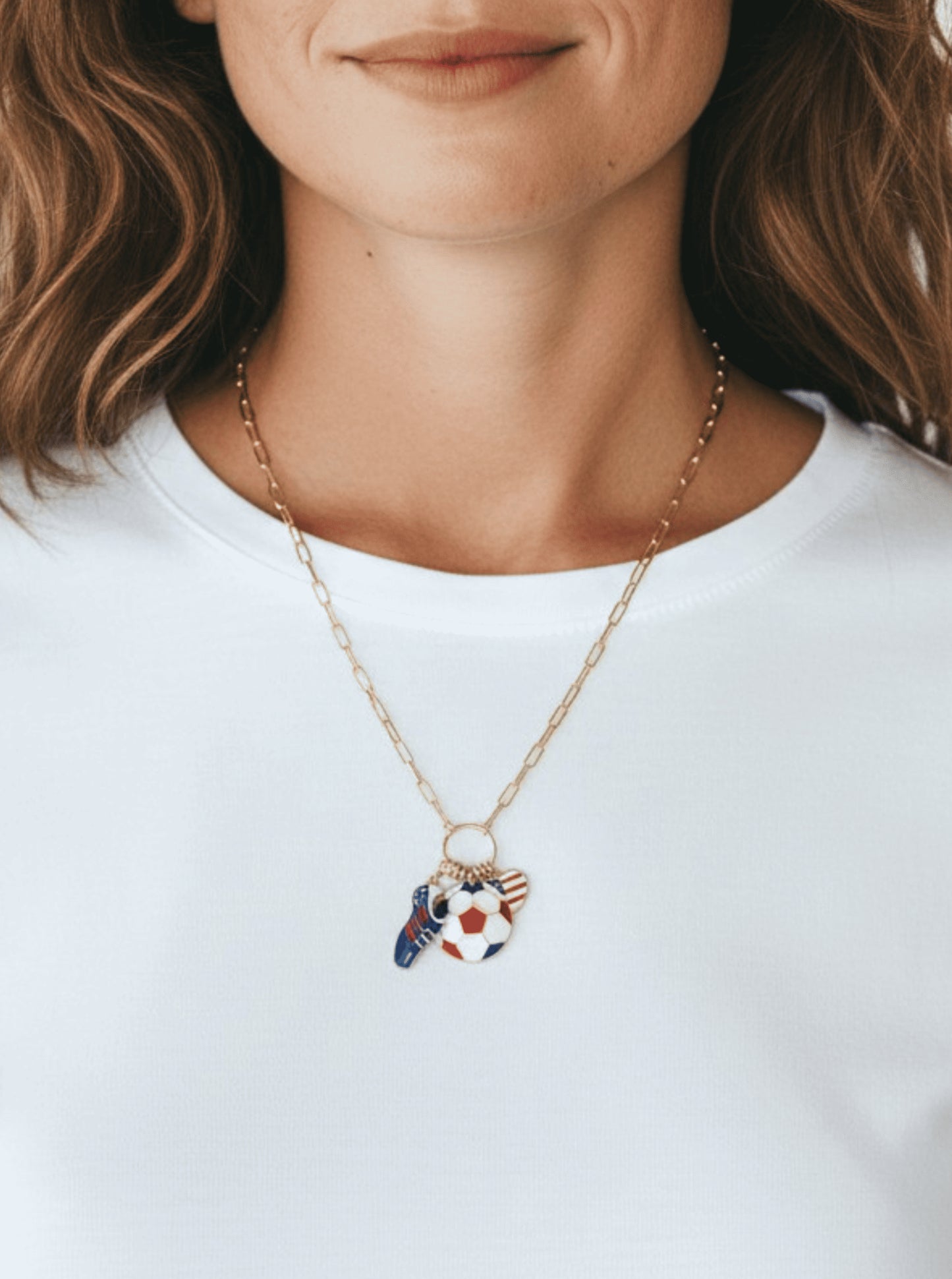 Enameled Soccer Charm Necklace