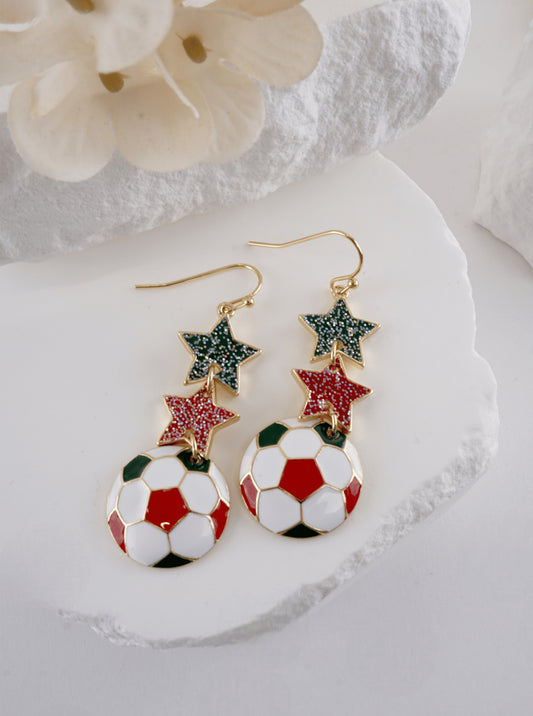 Enameled Star Sports Dangle Earrings