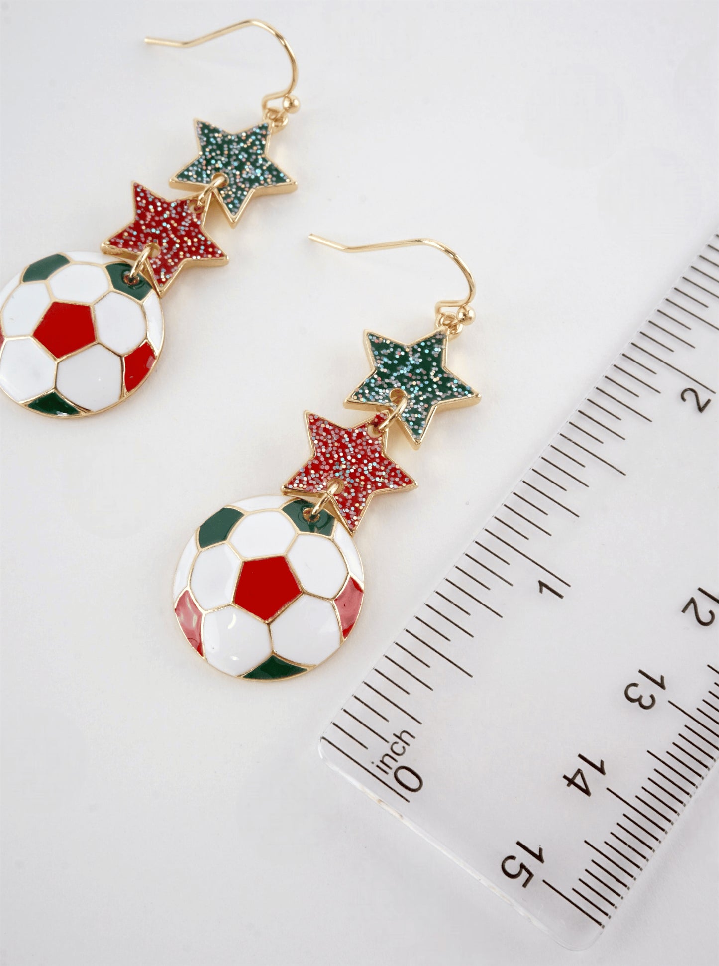 Enameled Star Sports Dangle Earrings