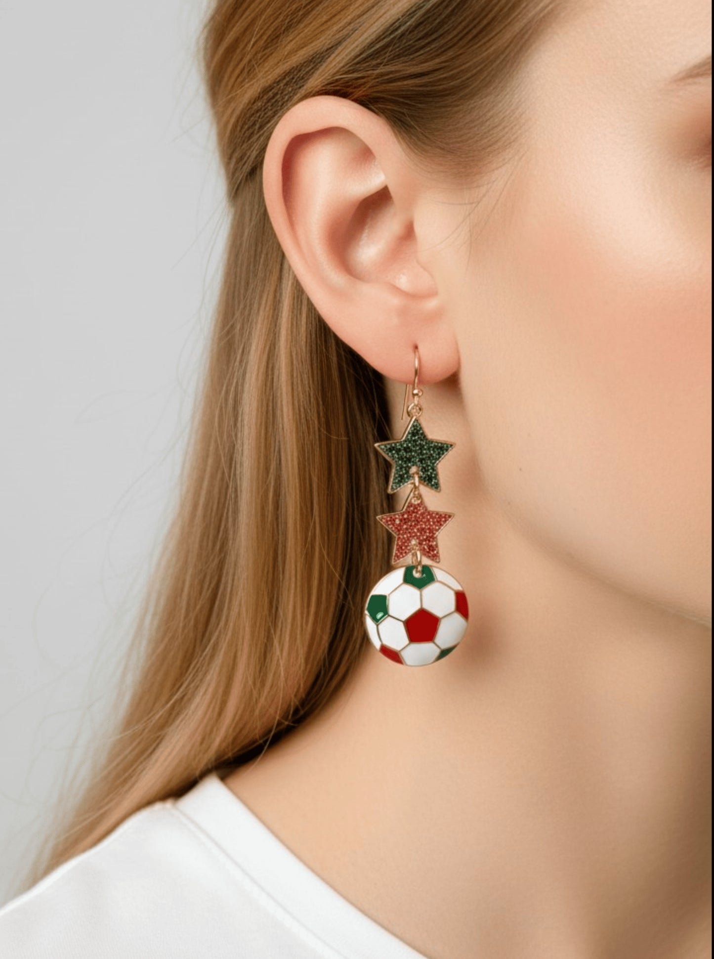 Enameled Star Sports Dangle Earrings