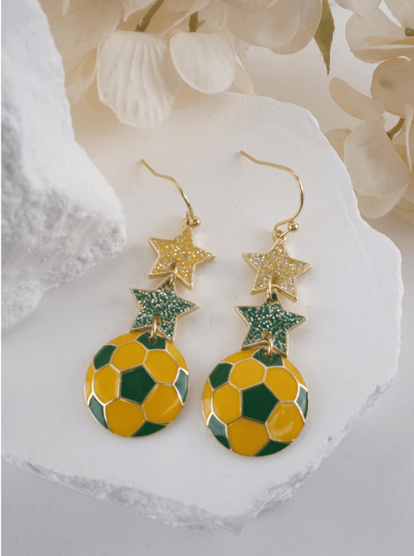 Enameled Star Sports Dangle Earrings