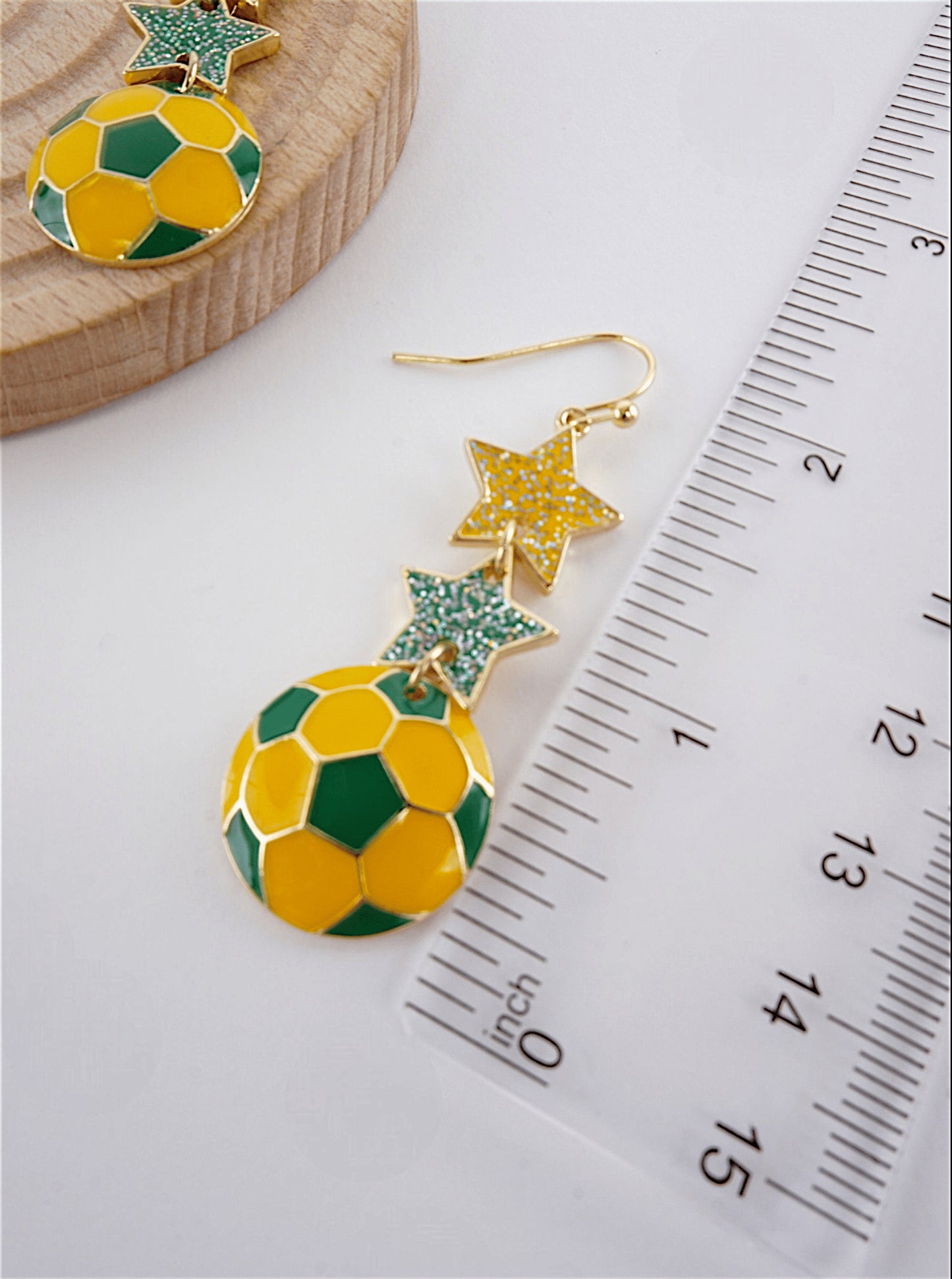 Enameled Star Sports Dangle Earrings