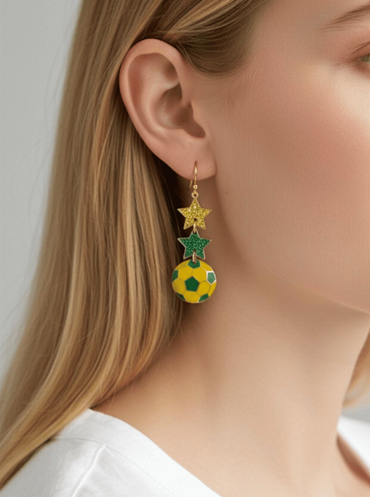 Enameled Star Sports Dangle Earrings