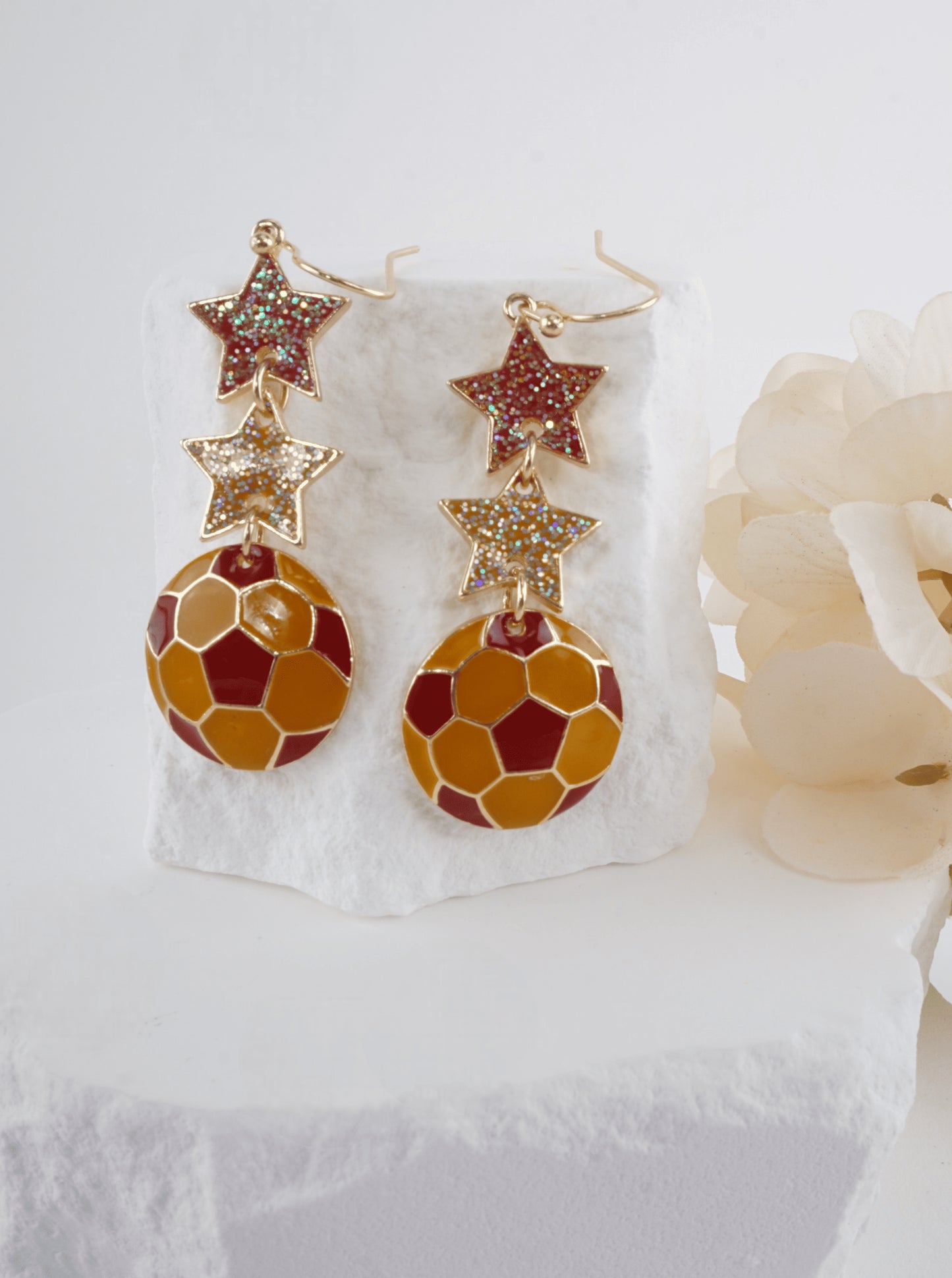 Enameled Star Sports Dangle Earrings