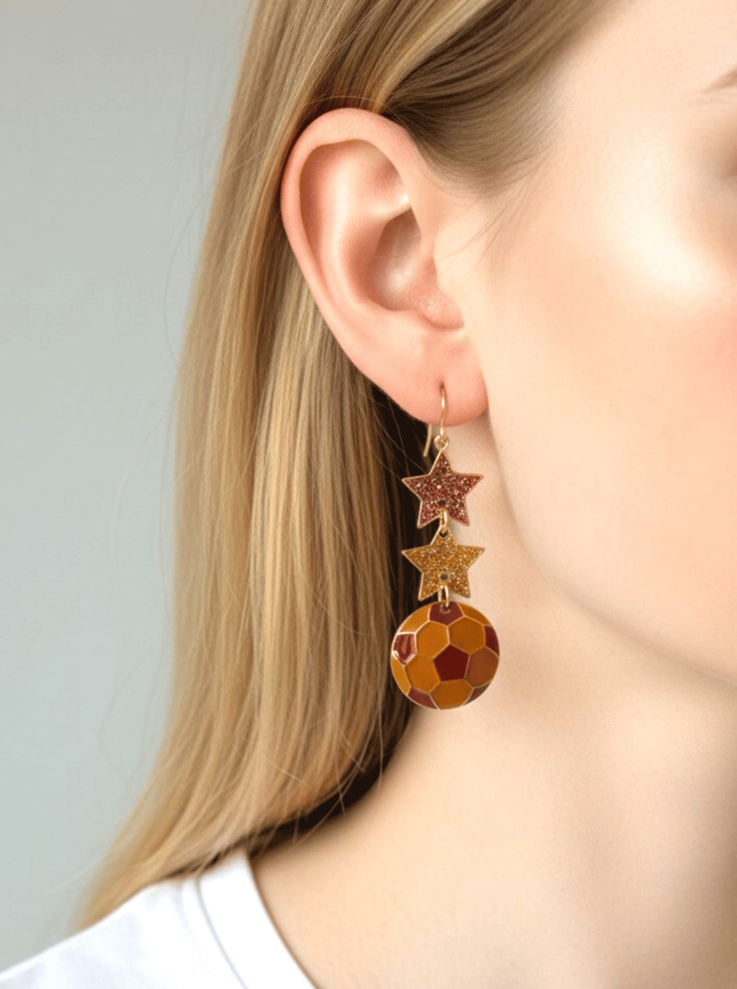 Enameled Star Sports Dangle Earrings