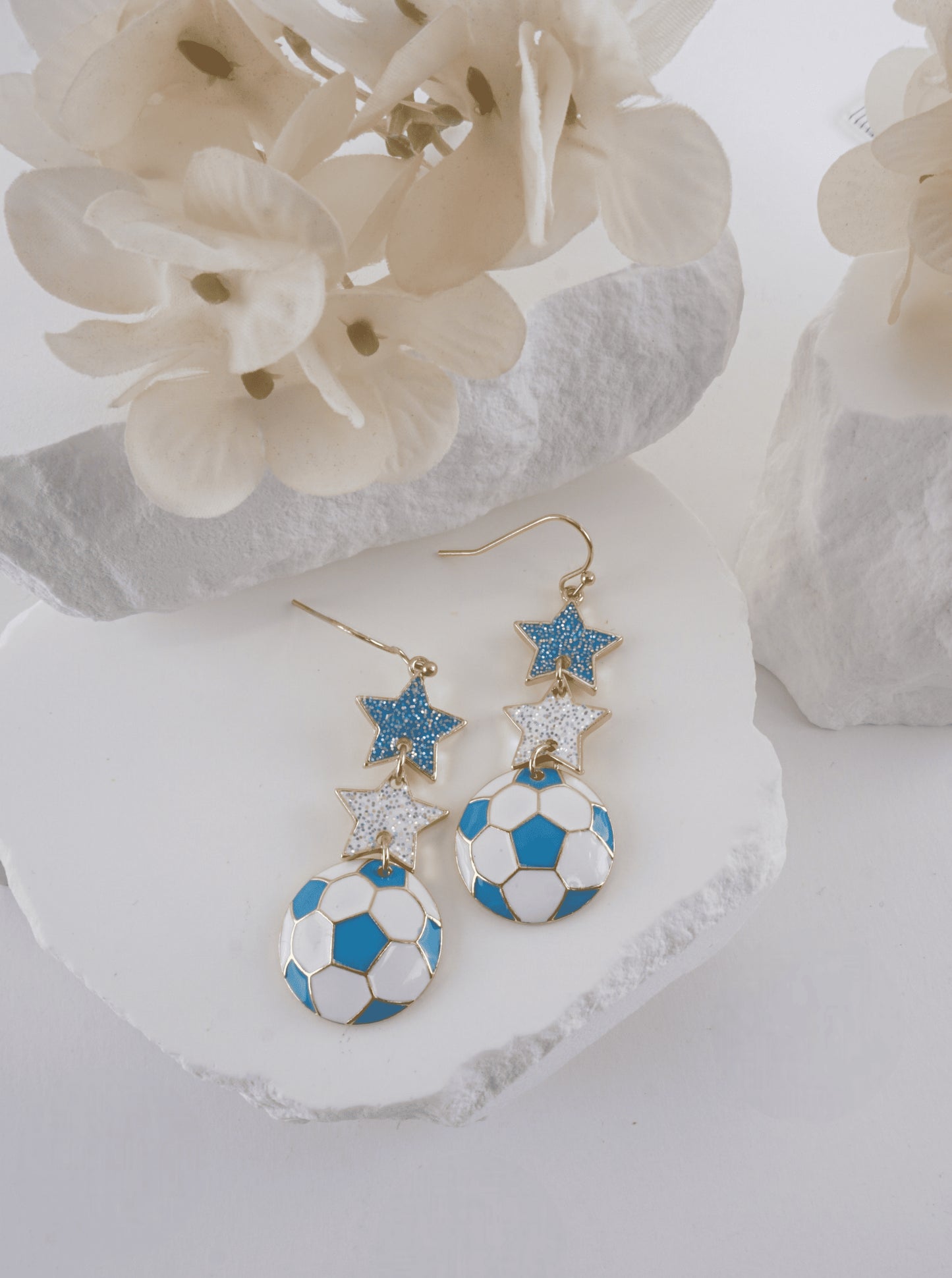 Enameled Star Sports Dangle Earrings